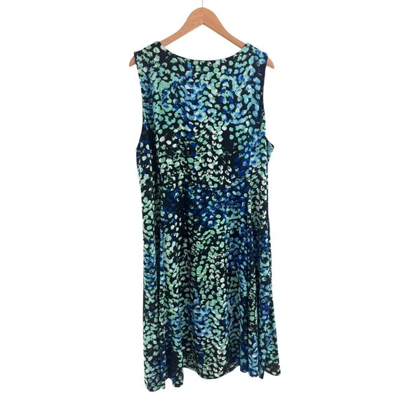 JM Blue Green Abstract Print Beaded Scoop Neck Dress Size 3X 22 24 Plus Size New - Picture 5 of 7